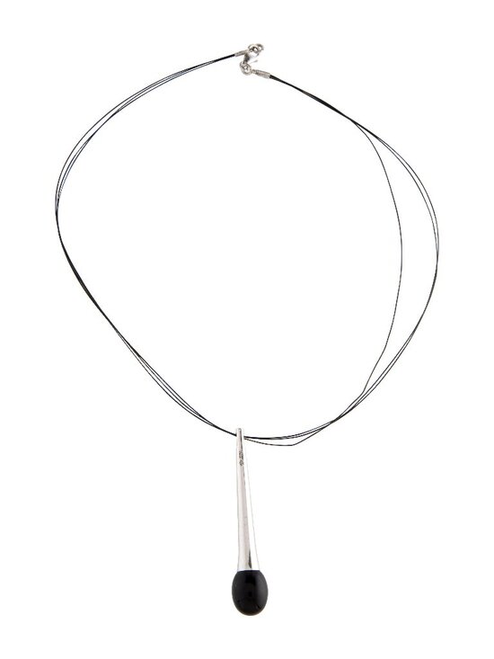 Baccarat Jewelry - Baccarat Tentation France .925 Sterling Silver Black Crystal Drop on Triple Cord